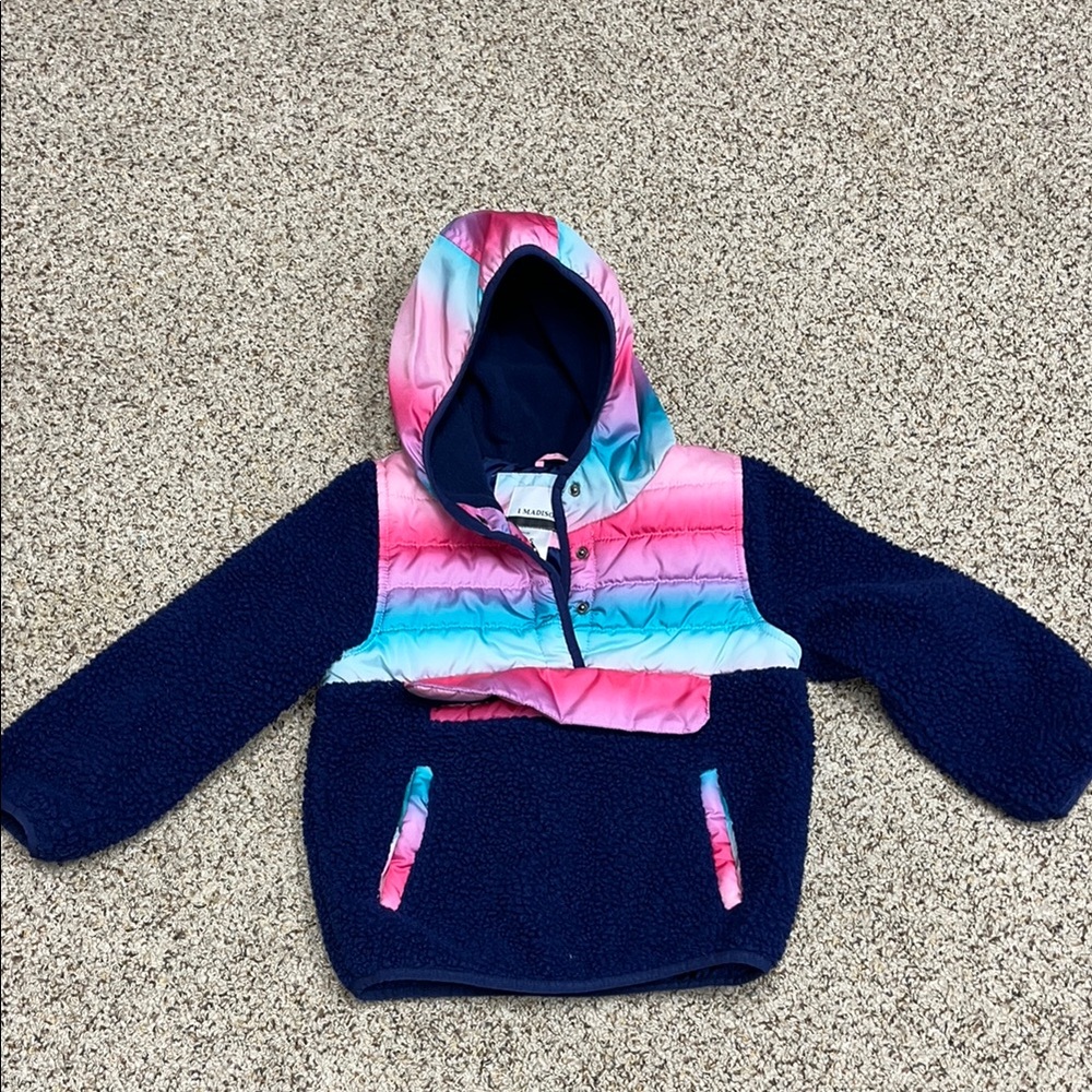 🍀6/$20 1Madison Colorful Hooded Fleece Pullover-toddler girl size 5